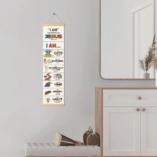 Christian Wall Poster, I am statements of Jesus Poster, Door Hanging Decors, Bible Verse Lesson Tool, Bible Verse Home Decor, Living Room Decor, Family Hanging of Scripture and Words Decorations 05 - Image 5