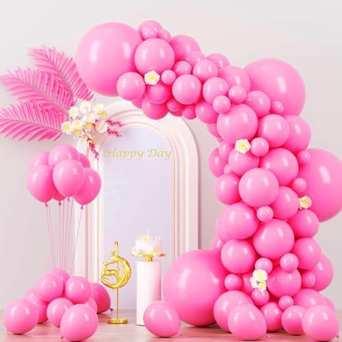 Voircoloria 130pcs Pink Balloons Garland Arch Kit, 18 12 10 5 Inch by Voircoloria