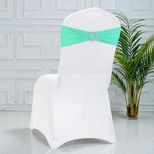 MDS Pack of 10 Spandex Chair Sashes for Wedding Party & Event – Sea Green - Image 5