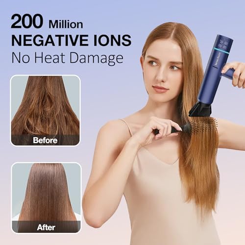 Ionic Hair Dryer with Diffuser and Concentrator, Professional Lightweight Quiet Blow Dryer, Powerful 1600 Watt Motor for Fast Drying and Straight & Wavy Hair, 3 Temps/2 Speeds, 6.56 Ft Cord, Blue - Image 6