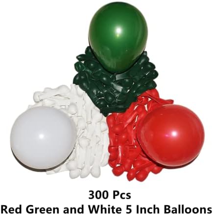 300 Pack Red Green and White Balloons - 5 Inch Mini Red Dark Green White Latex Small Balloons - 100 of Each Colors for Party Balloons Arch Wreath Assorted Colors Decorations - Image 2
