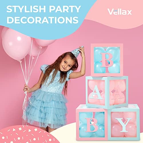 44-Pc Baby Shower Boxes & Balloons, Gender Reveal - Macaron Blue & Pink - Image 6