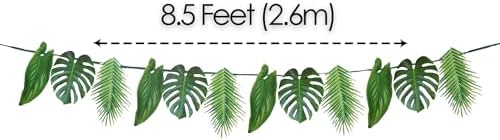 Talking Tables Reusable Tropical Party Decorations Palm Leaves Décor Leaf Garland Hawaiian Theme Party Tiki Bar Decoration for Safari Birthday Summer Green Luau Jungle Paper Length 8.5ft - Image 4