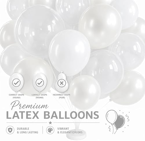 Pearl white Balloon Column Kit Set of 2 with Stand&Pole for Wedding Bridal Party - Image 5