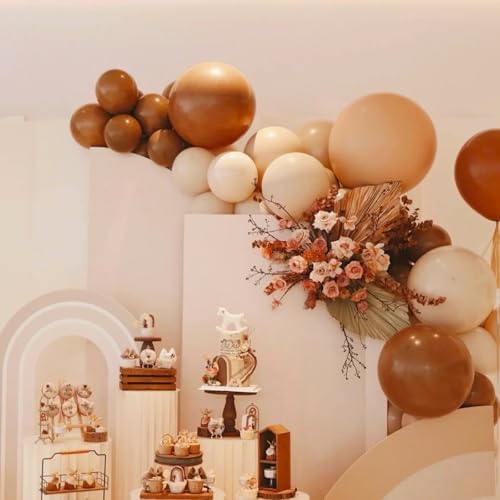 Voircoloria 130pcs Coffee Brown Balloons Garland Arch Kit, 18 12 10 5 Inch - Image 4