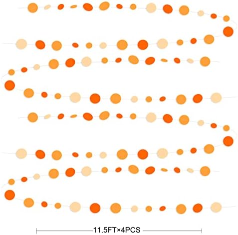 Orange Circle Dots Garland Gradient Polka Dot Hanging Paper Streamer for Wedding Bridal Shower Birthday Engagement Fall Autumn Harvest Thanksgiving Citrus Party Decorations Supplies - Image 2