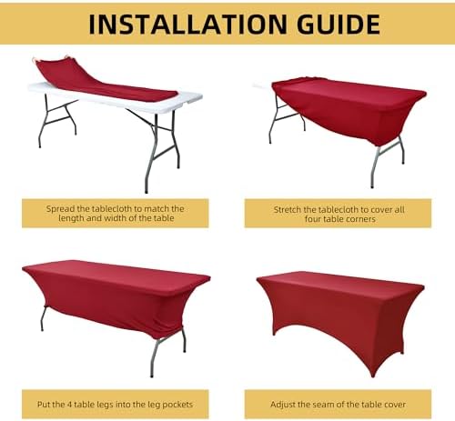 2-Pack 4ft Spandex Table Covers for Rectangular Folding Tables - Wrinkle Resistant Stretch Tight Table Cloths - Ultimate Fitted Table Protector for Parties, Banquet, and Wedding - Image 5