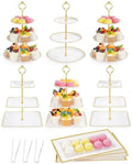 13 Pcs Dessert Display Set, 6 3-Tier Cupcake Stands, 4 Trays & 3 Tongs by Lzerking