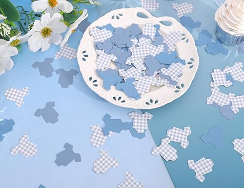 Blue Bodysuit Confetti,Blue Gingham Baby Shower Confetti,Baby Shower Decor - Image 7