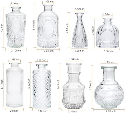 Clear Flower Vase Set, Glass Bud Vase in Bulk Set of 8 - Image 2