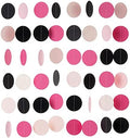 WEVEN Hot Pink Black Iridescent Glitter Paper Garland Circle Dot Streamers Party Banner for Birthday Decorations Supplies, 2.5" in Diameter, 20 Feet in Total by WEVEN