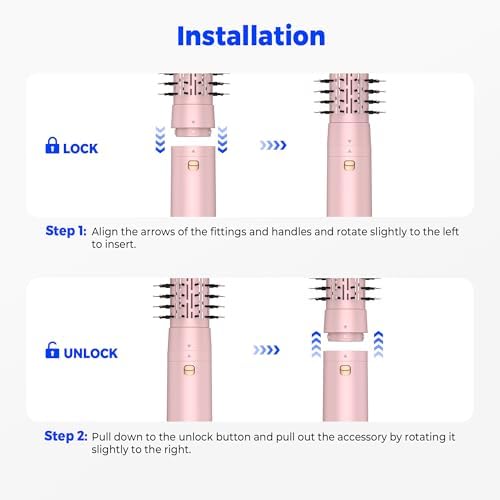 3 in 1 Rotating Hair Dryer Brush Spinning with Detachable Brush(2" & 1.5"),Negative Ionic Brush Blow Dryer 100-120V,3 Heats and 2 Speeds Rotating Hot Air Brush for Curling,Straight,Drying - Image 6