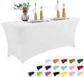 IVAPUPU 6FT Spring Table Cloth for Rectangular Spandex White Table Cover by IVAPUPU