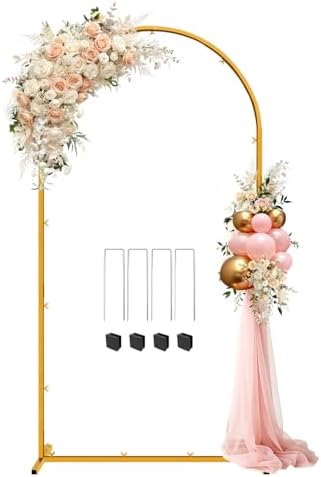 6.6 FT Wedding Arch Backdrop Stand for Party, Balloon Arch Stand, Wedding Arches for Ceremony, Metal Gold Arch Frame Backdrop Stand for Bridal Baby Showers Birthday Decoration Photo by Chesjin