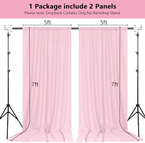 MEETSKY Pink Backdrop Curtains,Birthday Backdrop Drapes,5ft x 7ft,2 Panels - Image 2
