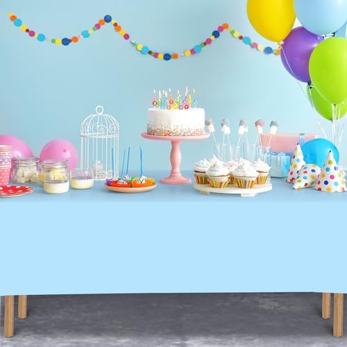 16 Pack Light Blue Plastic Tablecloth for Rectangle Tables, Premium Decorative Baby Blue Disposable Table Cloths for Parties, Rectangle Party Table Cover for Birthday Wedding Baby Shower, 54x108 Inch - Image 6