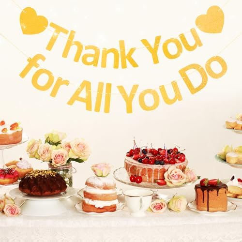Thank You Banner Appreciation Banner for Appreciation Decorations Teacher Thanks Volunteer Events Office School Organization Thank You Parties (Gold) - Image 4