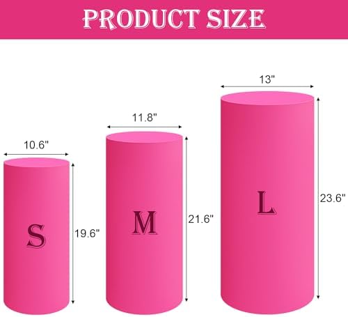 SaitiMade Set of 3 - Fuchsia Cylinder Pedestal Stand Covers - Image 2
