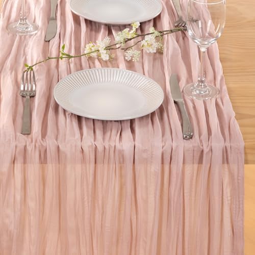 Pink Cheesecloth Table Runner Fall Wedding Bridal Party Decor 10ft, 8 Pack - Image 2