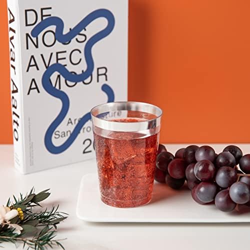 I00000 200PCS Silver Plastic Cups, 10 OZ Disposable Clear Plastic Cups - Image 6