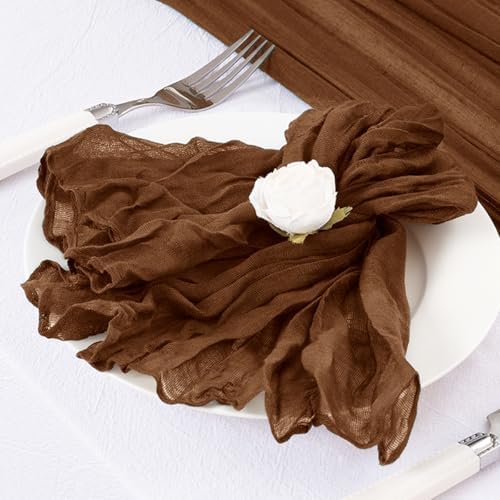 DeZerlor Brown Washable Cheesecloth Napkins Set of 20 for Wedding Party - Image 5