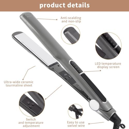 ANGGREK Hair Straightener Multigear Adjustment 480°F Ceramic Iron EU Plug, Sealing, Alloy Plate, Tourmaline Ceramics Material, Even Heat Distribution for Silky, Shiny Hair - Image 3