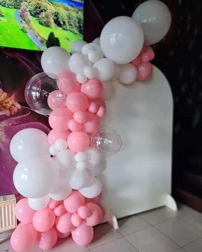 Pink and White Balloon Arch Kit, ADOINBY 140Pcs Macaron Pink Balloon Matte White Balloon 18 12 10 5 Inch Different Size Balloons for Engagement Wedding Birthday Baby Shower Gender Reveal Decorations - Image 5