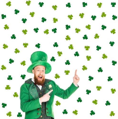 Shamrock Confetti St.Patrick's Day Lucky Clover Shamrock Shape Table Scatters Confetti for Irish Decorations St.Patrick's Day Party Sets - Image 2
