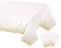 Gexolenu 4 Pack White & Gold Dot Plastic Tablecloth for Rectangle Tables(54" x 108"), Disposable Table Cloth for Birthday, Wedding, Baptism Decorations, Engagement Party Decorations by Gexolenu