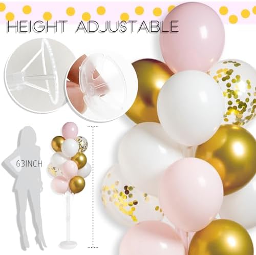 Pink Gold Balloon Column Stand Kit with Base,Pole for Floor&Table - Image 4