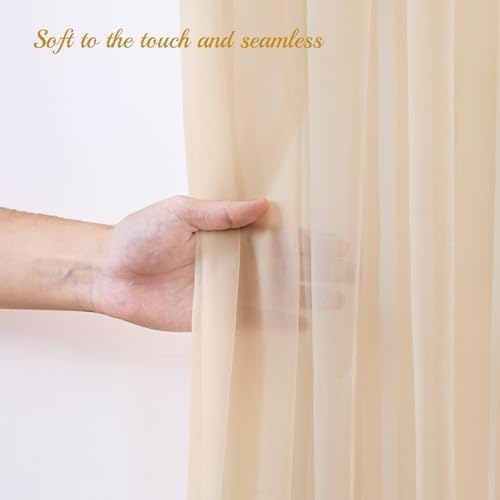 10x10ft Champagne Tulle Backdrop Curtain for Parites, Semi-Sheer Backdrop Curtains for Wedding Baby Shower Birthday Party Photo Shoot Decorations - Image 2