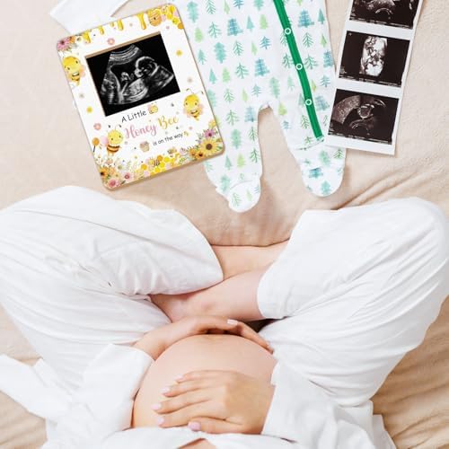 Bee Baby Shower Decorations Frame, Bee Pattern Sonogram Picture Frame, New Mom Expecting Parents-to-Be Keepsake Gifts, Bumble Bee Baby Shower Decorations, Pregnancy Announcements, 4.5 * 5.3 IN Photo - Image 5