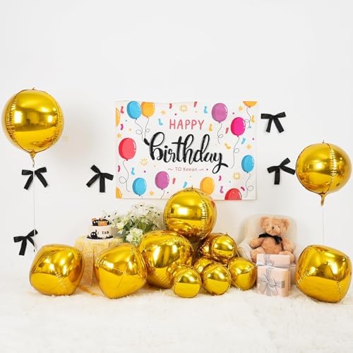 12PCS Metallic Gold Round Foil Balloons 22" 15" 10" Chrome Gold Balloons - Image 3
