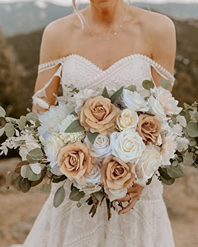 FACINOC Roses Artificial Flowers Nude Bouquet Box Set Fake Flower with Stem - Image 2