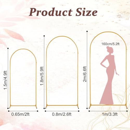 3PCS Metal Wedding Arch Backdrop Stand 6.6/5.9/4.9FT Balloon Arch Stand - Image 4