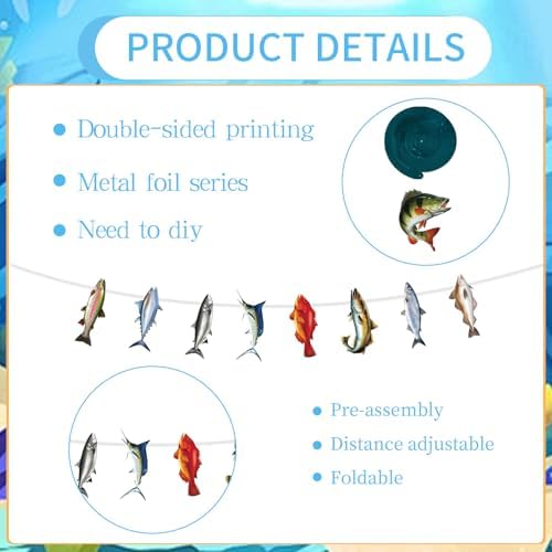 Fishing Birthday Party Banners Hanging Swirls Decorations 10PCS - Image 3