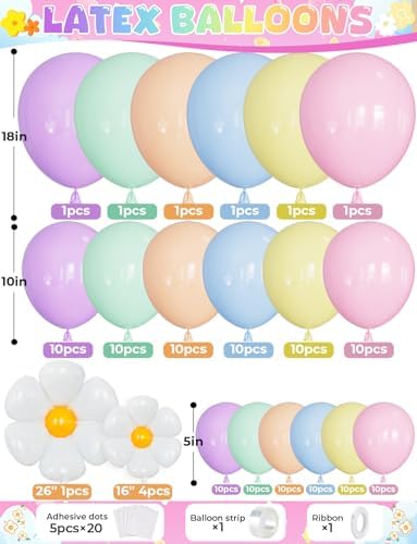 Daisy Balloon Arch Garland Kit, 131 Pcs Pastel Balloon Arch - Image 2