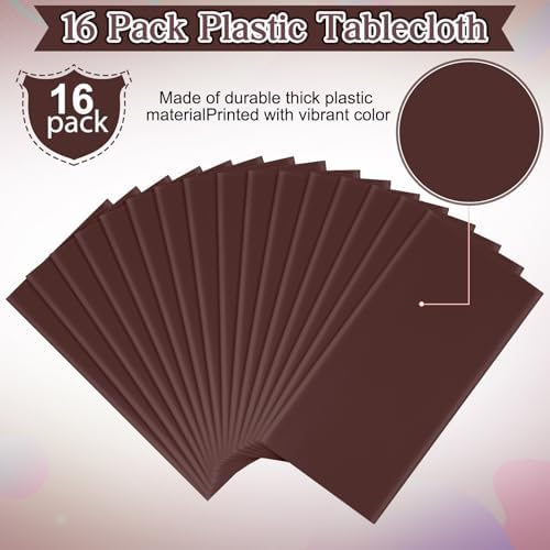 16 Pack Brown Plastic Tablecloth for Rectangle Tables, Premium Decorative Brown Disposable Table Cloths for Parties, Bulk Rectangle Party Table Cover for Birthday, Wedding, Anniversary, 54 x 108 Inch - Image 4