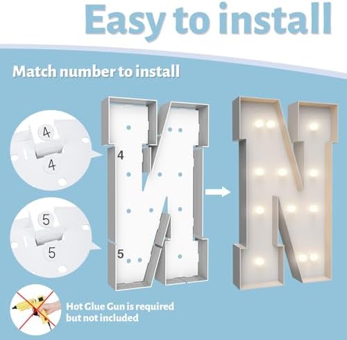 4FT Light Up Marquee Letter N - Large Foam Board Mosaic Kit - Image 4