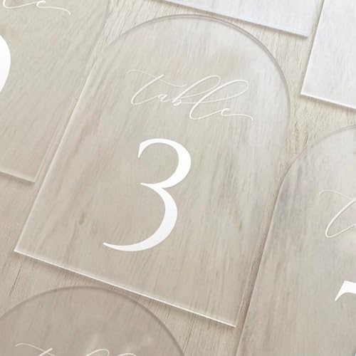 Frosted Arch Table Numbers for Wedding, 5x7 Inch Arched Acrylic Table Numbers 1-15 with Stands, Frosted Acrylic Arch Sign with Holder for Centerpiece, Reception, Wedding, Party, Event - Image 3