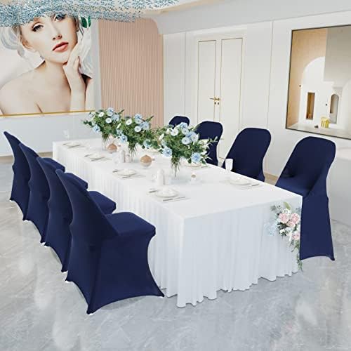 HAINARverS Folding Chair Covers for Wedding, 10pcs Navy Blue - Image 3