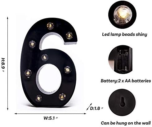 Foaky Black LED Marquee Number Lights Sign Light Up Marquee Number Lights Sign for Night Light Wedding Birthday Party Battery Powered Christmas Lamp Home Bar Decoration - Image 3