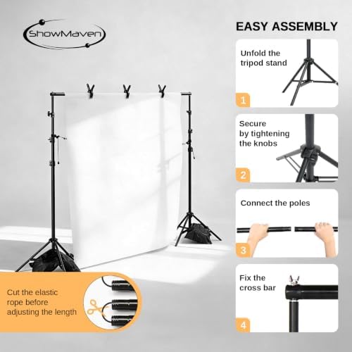 ShowMaven Backdrop Stand, 6.4ft x 10ft Adjustable Photo Background Stand with Carry Bag for Photography Photo Video Studio, Baby Shower, Birthday Party (6.4ftx10ft) - Image 3