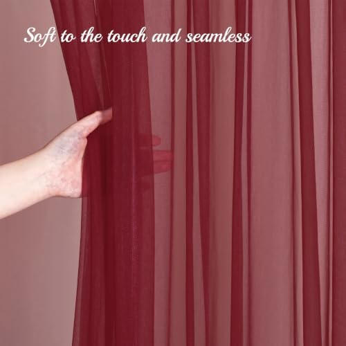10x10ft Burgundy Tulle Backdrop Curtain for Parites, Sheer Photo Backdrop Drapes for Wedding Baby Shower Bridal Shower Birthday Party Photo Shoot Background Decorations - Image 5