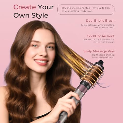 Vincofy 7 in 1 Hot Air Styler,1500W Hair Dryer Brush with Auto-Wrap Curlers - Image 6