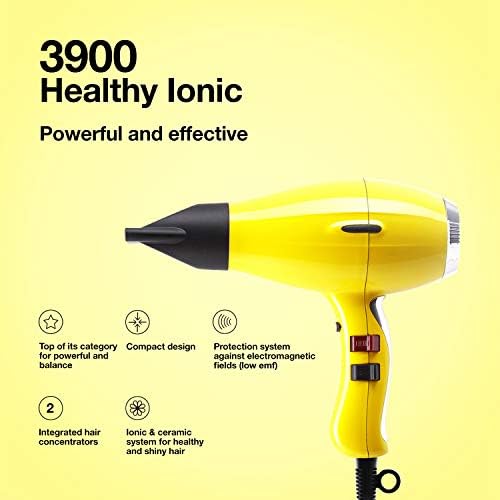 Elchim 3900 Healthy Ionic Professional Hair Dryer, 1875W Blow Dryer, Ionic & Ceramic System, 30%+ Faster Drying, Low EMF Protection, Dual Quick-Lock Concentrators, Made in Italy, Yellow - Image 2