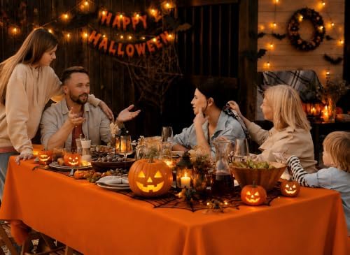 6 Pack Halloween Plastic Tablecloth Disposable, Orange Black Purple - Image 5