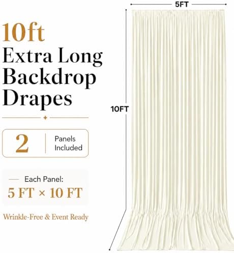 10x10 FT Ivory Backdrop Curtains for Weddings, Parties and Photo Booths - Image 3