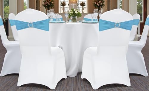 MDS Pack of 200 Spandex Chair Sashes for Wedding Party & Event – Blue - Image 6