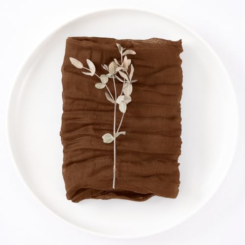 DeZerlor Brown Washable Cheesecloth Napkins Set of 20 for Wedding Party - Image 4